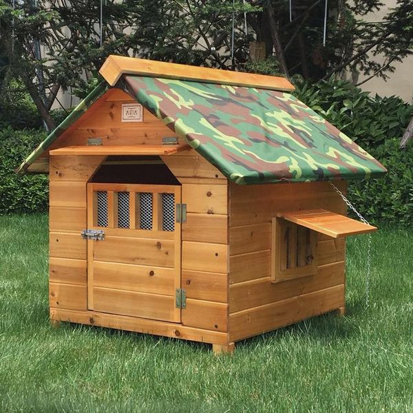 

kennels & pens outdoor solid fir wood dog house kennel waterproof leakproof cage for small medium large dogs cats with door window
