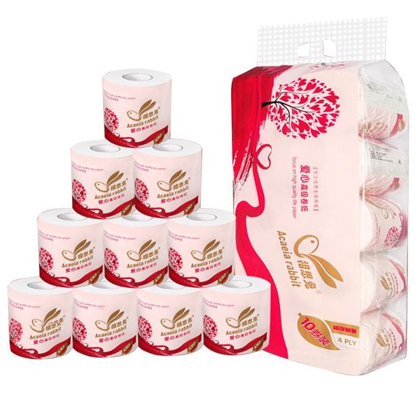 

10 rolls toilet paper table kitchen paper towel bath tissue bathroom white soft 4 ply household disposable napkins kitchen wmtddo