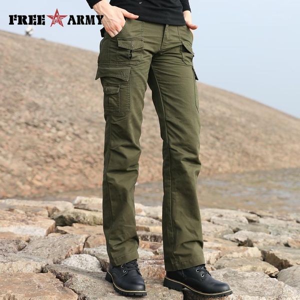 

autumn brand women's pants army green pockets pants straight casual female trousers ladies plus size women's clothing1, Black;white