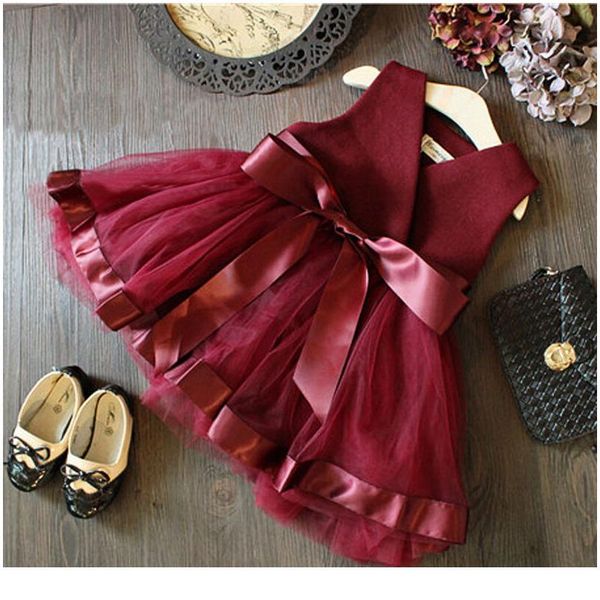 

2-7y toddler baby kid girls princess dress bow tulle lace tutu party wedding birthday dresses for girls children sqcwej