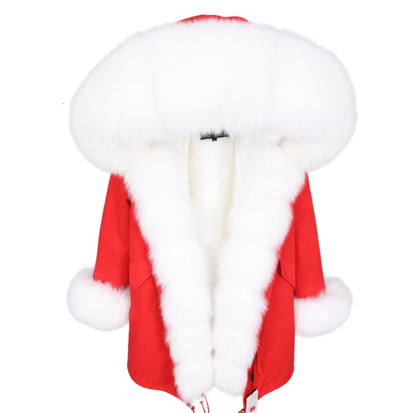

2021 new winter white thick parka royal natural fox ladies fur coat y0np, Black