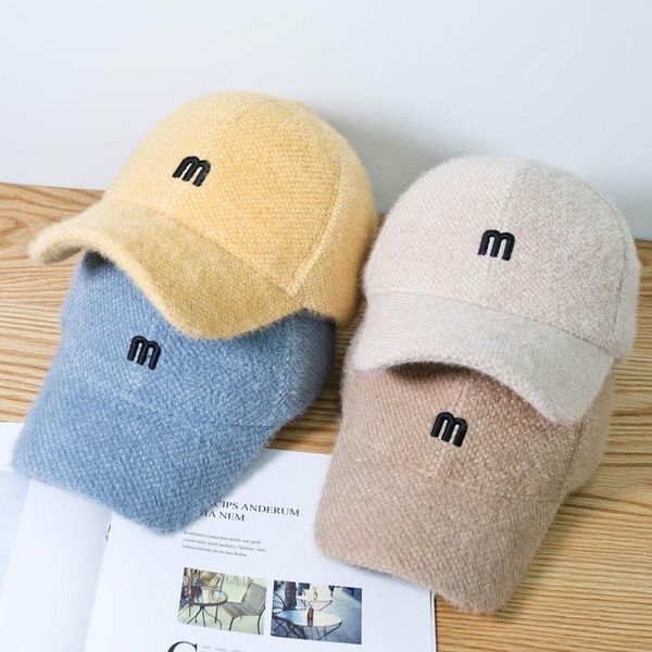 

new brand hat autumn and winter knitted hat female thermal fur knitted windproof female baseball cap, Blue;gray