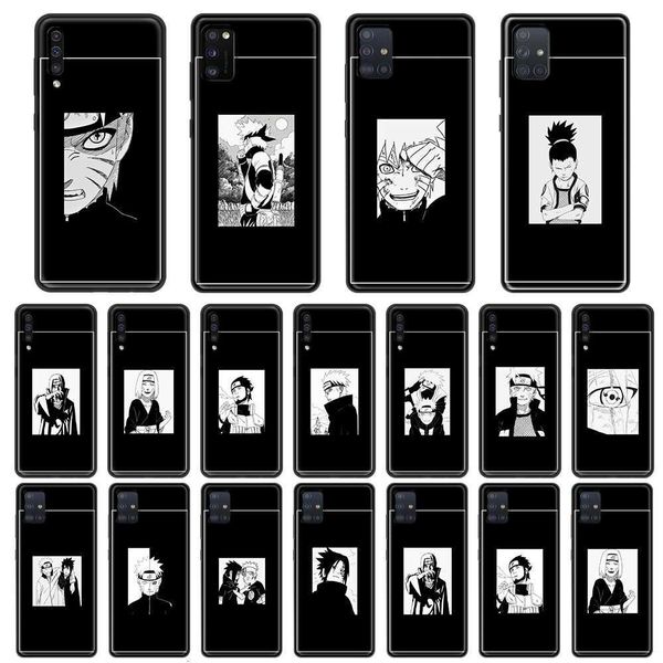 

1dwsamsung galaxy a50, a51, a70, a71, a10, a20, a30, a40, a11, a21s, a31, a41, tpu, soft, black, cartoon, animation, naruto sasuke