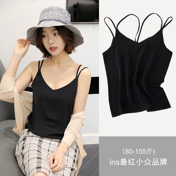 

women's tanks & camis fashion one shoulder women crop womens clothing stain silk summer quality plus size gothic1, White