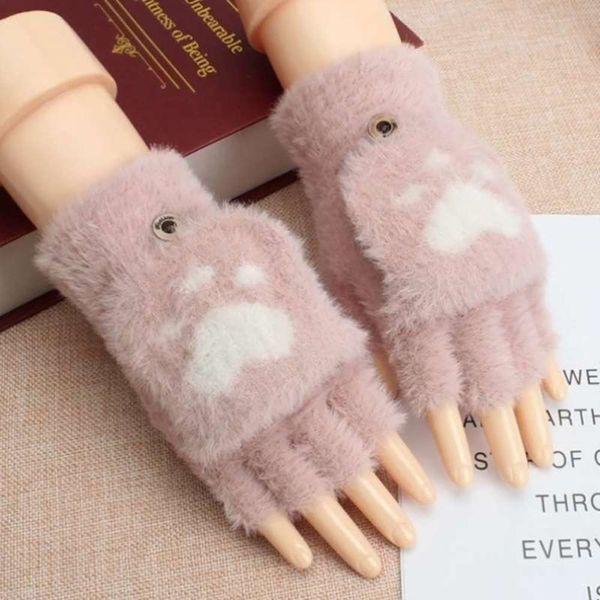 

winter girl student open toe gloves lovely autumn winter new autumn winter warm hands girl heart half finger lady, Blue;gray