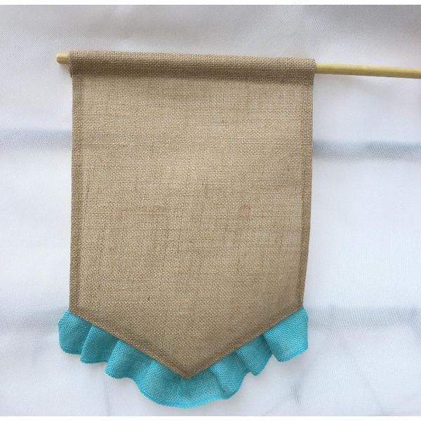 

31*46cm burlap garden flag diy jute ruffle linen yard hanging flag portable blank banner house christmas wedding decora bbybkv lg2010