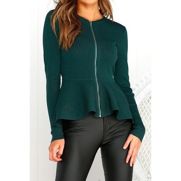 

autumn women new fashion zipper up silm coat cropped pullover women solid color long sleeves coat outwear clothing ws9426e, Black;brown