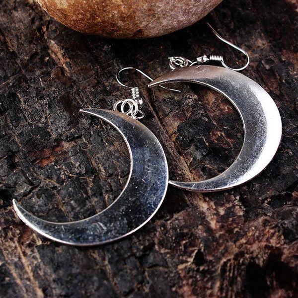 

crescent moon earrings mystic gothic jewelry r witch celtic pagan wiccan moon phase witchy goddess fashion woman gift, Silver