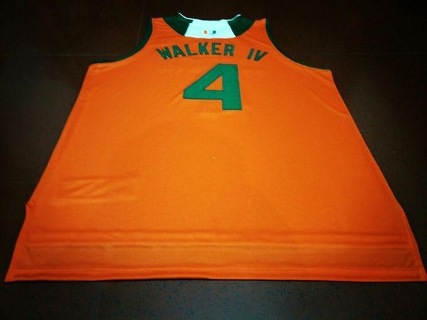 21S # 4 LONNIE WALKER IV college Jersey bianco ARANCIONE VERDE Cucito Personalizzato o personalizzato qualsiasi nome o numero Maglia college