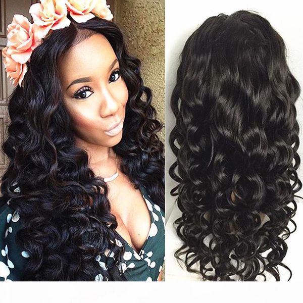 

new full density brazilian wavy silk lace wigs glueless full lace lace front wig with natural hairline for black women, Black;brown
