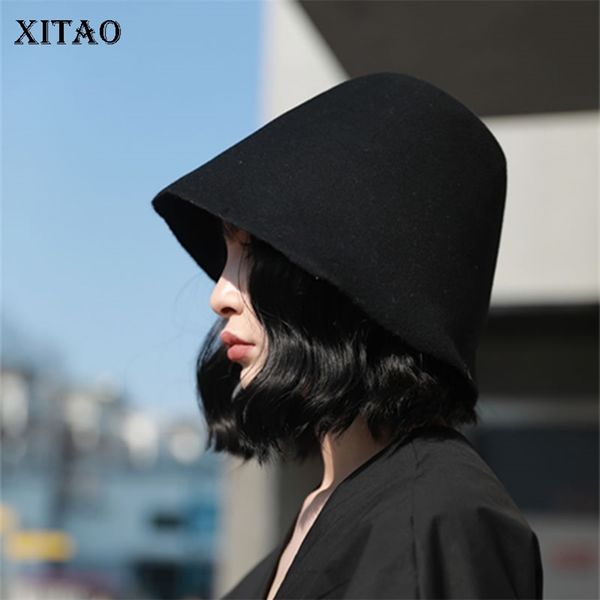 

xitao] wild joker fashion new women bucket hats female solid color casual restore ancient ways campaniform hats zll3001 201215, Blue;gray