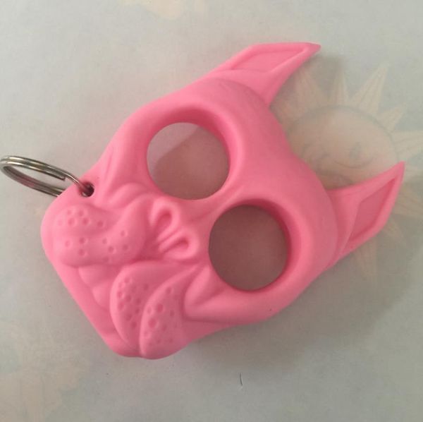 

123 dog head keychain dog head plastic steel finger tiger plastic hand buckle mini finger tiger girl self-defense finger buckle