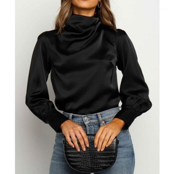 

women's blouses & shirts autumn fashion women turtleneck solid colors female casual party club shirt blouse office outfits1, White
