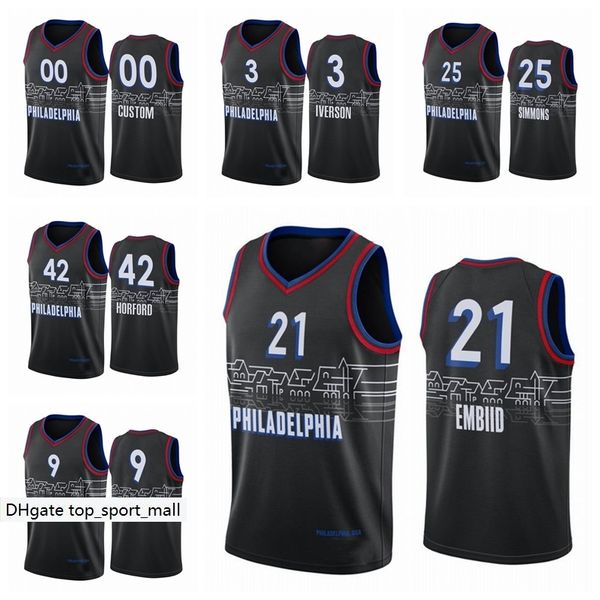 

city basketball edition danny green jersey tyrese maxey dwight howard tony bradley seth curry joel embiid ben simmons, Black;red