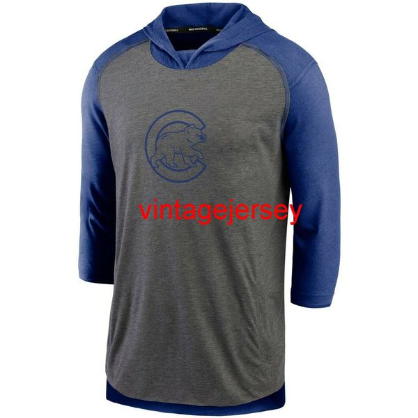 

chicago collection 3/4-sleeve flux pullover hoodie grey/blue s-3xl, Blue;black