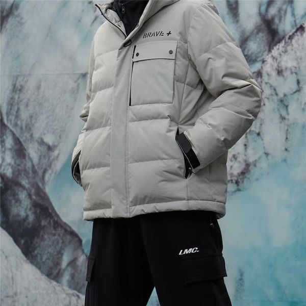 

2020 men's winter hooded down jacket with 90% white duck down thickened windproof jacket rbn0111, Black