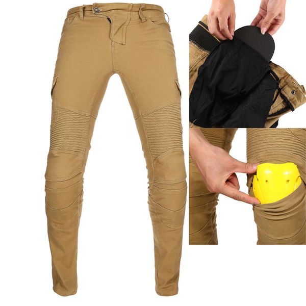 

2021 new pure cotton motorcycle pants for men women motocross motorbike riding jeans ce armored overpants with knee hip pads khaki xs-3xl 1y