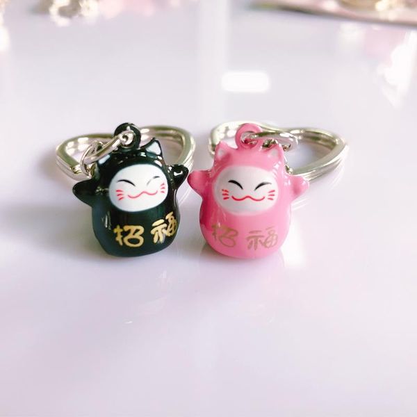 

lucky cat keychain small cute cat keyring girl women bag accessories pink black kitten couple key chain bag car pendant 2020 new wmtvhi