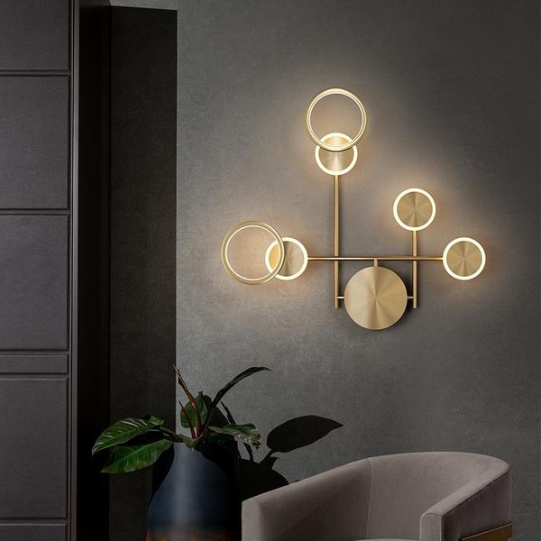 

nordic sconce led bedside luxury art deco round wall lamp for bedroom living room loft aisle home black gold wall sconce