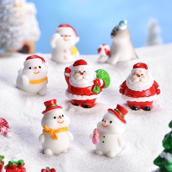 Miniatura de Natal Figurines Snowman Santas Xmas Neve Bonsai Paisagem Resina Decoração Craft presente Fairy Garden Acessório DBC BH4392