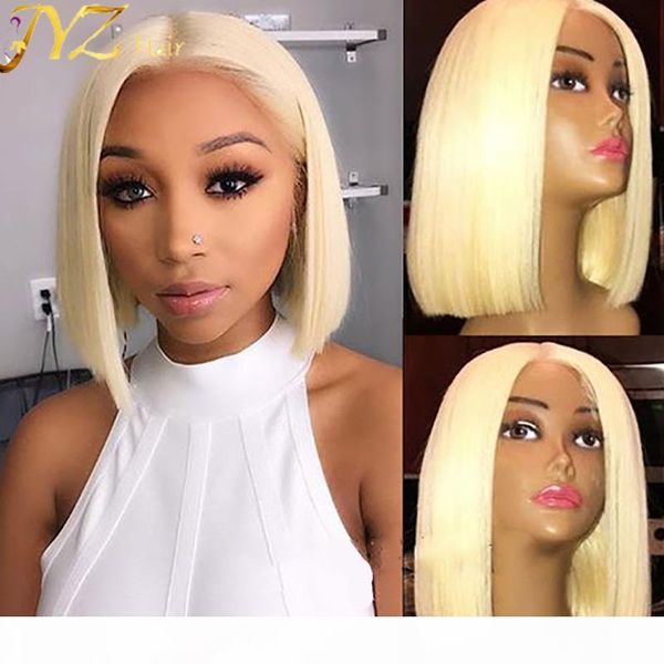 

indian 613 lace front human hair wigs with straight short bob 150% density blonde full lace wigs with remy hair, Black;brown