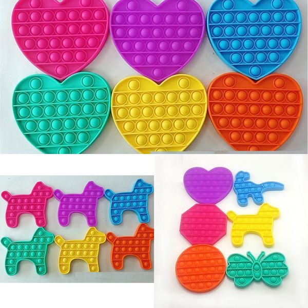 

dhl shipping round octagon heart dog dinosaur butterfly 2021 push pop bubble stress reliever silicone squishy pop it fidget toys h12509