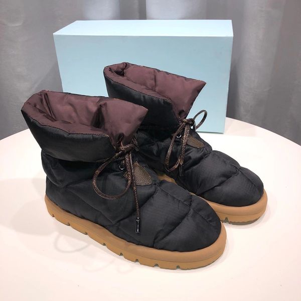Sapatos de baixo designers plataforma botas de tornozelo de alta qualidade impressão de inverno falts eiderdown bota de neve