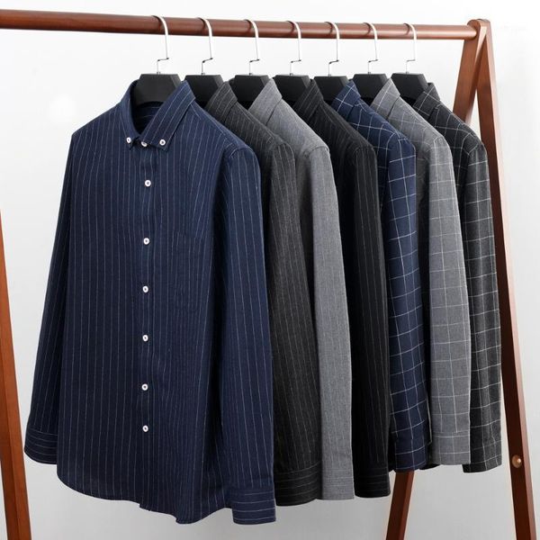 

large size 5xl 6xl 7xl 8xl 9xl 10xl long sleeve casual shirt men classic style striped lattice loose shirt men brand clothes1, White;black