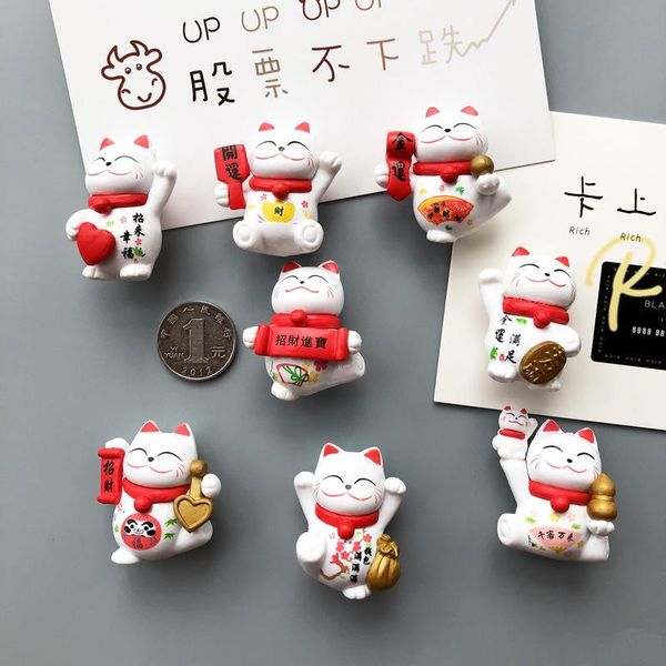 

set of eight cute fridge magnet paste series lucky cat magnetic paste home decoration creative gift animal refrigerator stickers wmtbqj