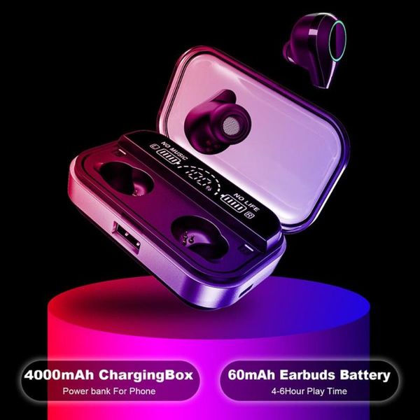 

2021 new tws wireless bluetooth earphones 9d hifi stereo headphones headsets with 4000mah charging box sports waterproof earbuds