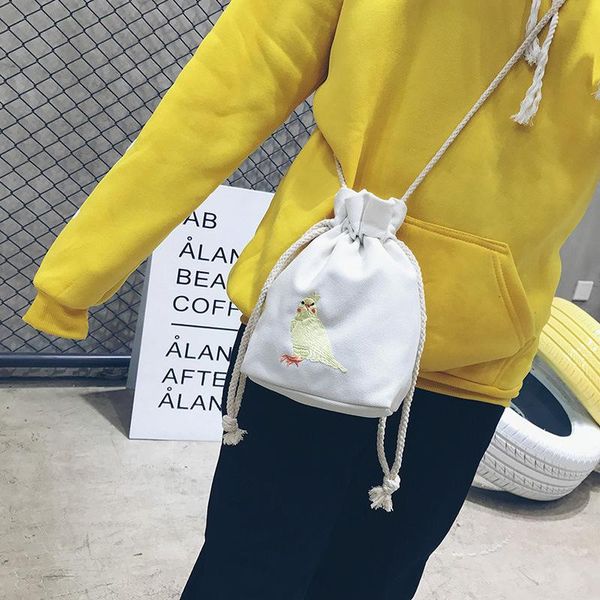 

хлопок холст сумка drawststring sauschel вышивка попугай попугай крест строка тела 2 цвета на выбор h wmtbvy