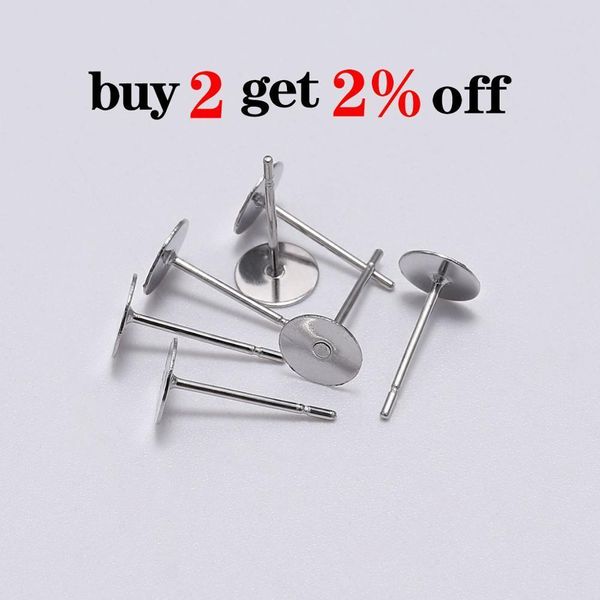 

100pcs stainless steel blank earring stud base fit 3 4 5 6 8 mm cabochon cameo settings diy jewelry making accessories h bbyfwi, White