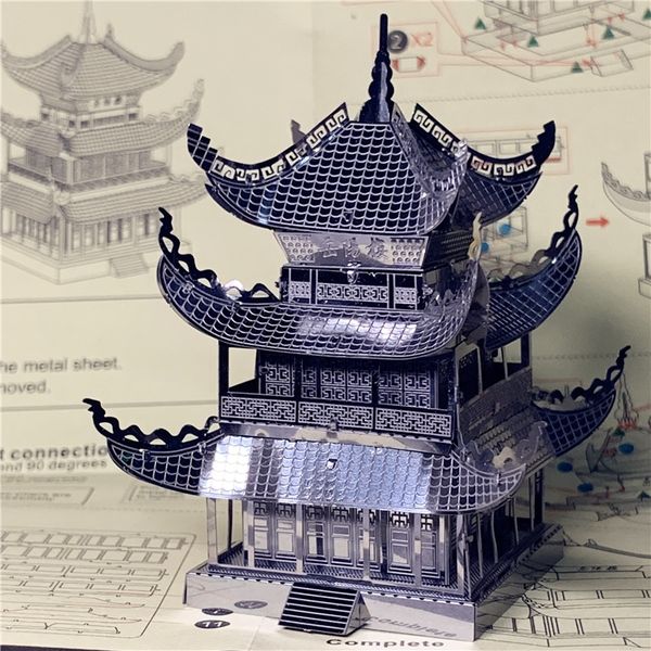 

mmz model nanyuan 3d metal puzzle yueyang tower chinese architecture diy assemble model kits laser cut jigsaw toy gift y200421