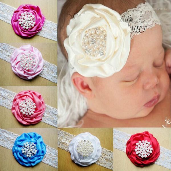 

hair accessories 2021 fashion lovely girls bow lace head band children bowknow cute candy color elastic band1, Slivery;white