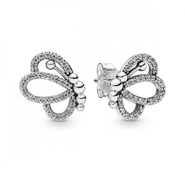 

factory wholesale 925 sterling silver sparking ear cuff butterfly stud earrings fits european jewelry fashion earrings