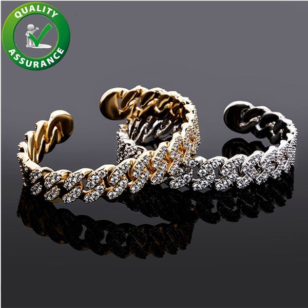 

hip hop jewelry men bracelet fashion bling iced out diamond bangle luxury designer bracelets rapper hiphop charms gold silver accessories, Black