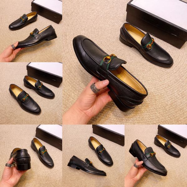 

men luxury genuine leather formal shoes pointed toe sharp buckle oxford designers dress wedding party business platform shoes, Black