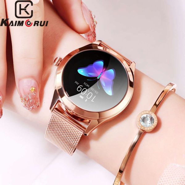 

2019 bluetooth heart rate monitor women's watch ip68 activity wristband fitns waterproof stainls steel smartjk