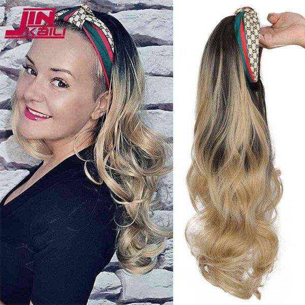 

hairpiece jinkaili long wave black ombre blonde headband wigs heat resistant synthetic lolita new fashion hair band for women 0121