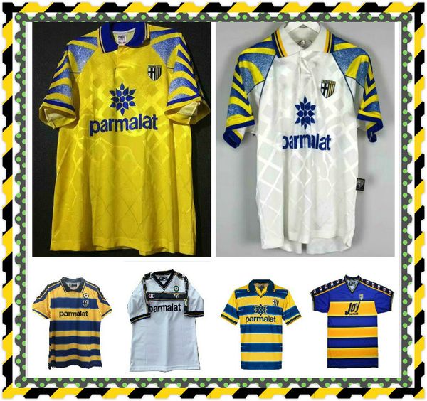 

01 02 03 parma retro soccer jersey 1998 1999 2000 home away 98 99 00 fuser 8 baggio 9 crespo 10 ortega 11 amoroso football shirt, Black;yellow