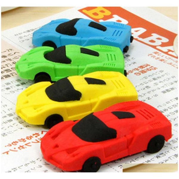 

super cute 1pc send random kawaii children sports car pencil erasers rubber eraser for kids school office supplies kids gift c1awv