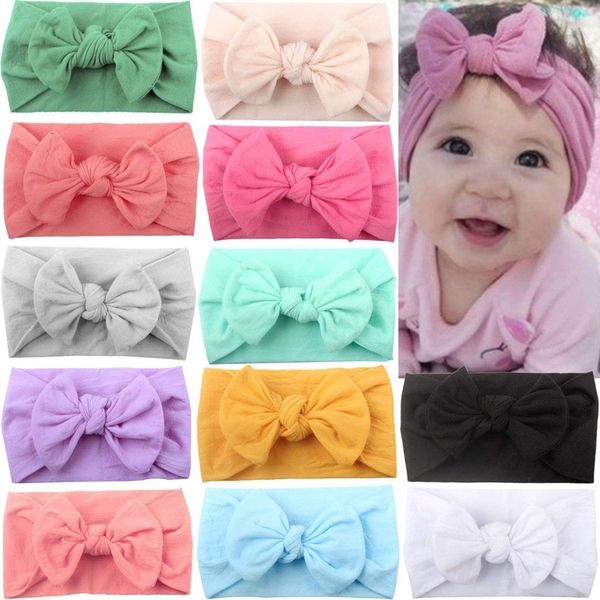 

12 colors super stretchy soft knot baby girl headbands with hair bows head wrap for newborn baby girls infant toddlers kids lj200903, Slivery;white