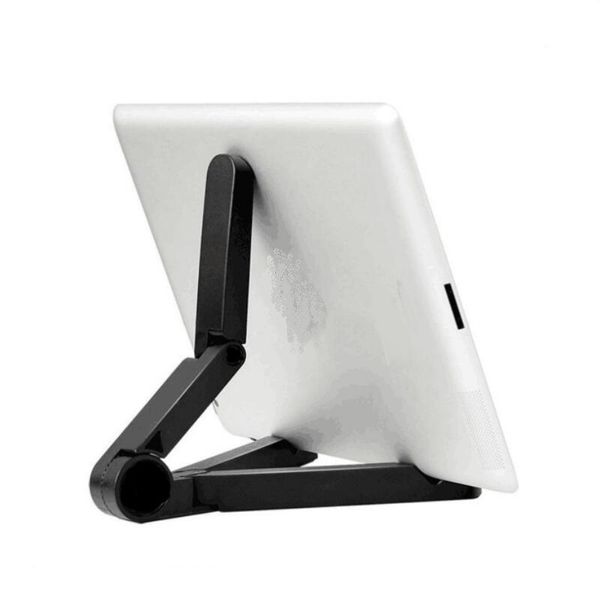 Staffa di montaggio pieghevole universale da tavolo triangolare Mini supporto portatile in plastica per iPhone cellulare iPad Galaxy Tab Tablet PC regolabile