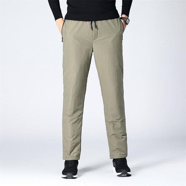 

men's pants mens down outdoor sports thick thermal waterproof white duck trousers winter skiing hiking warm cotton, Black
