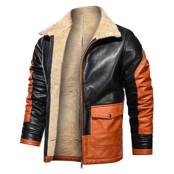 

2020 men's jackets winter new casual plutonium leather of the motorcycle rider jacket genuine european e49w, Black;brown