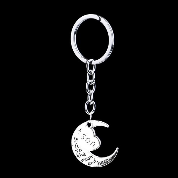 

sister mom moon for heart dad key rings brother son key chains zinc alloy keyring hh5l, Slivery;golden