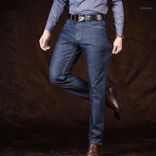 

2018 winter new men's jeans quick dry casual stretch slim denim pants fleece warm male trousers gray blue jeans hombre1