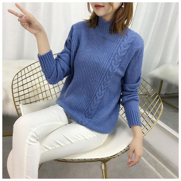 

women's sweaters women basic knitted turtleneck sweater female solid collar pullovers warm black, White;black