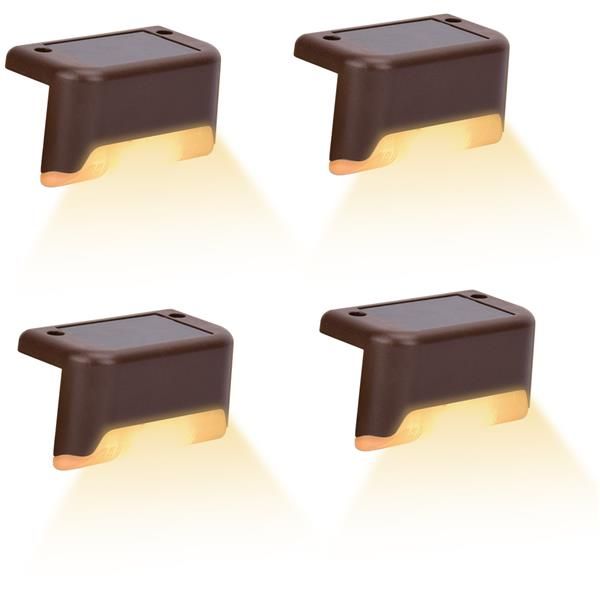 

brown solar step light battery waterproof ip65 smart light control outdoor fence light 1.2v 0.2w warm white