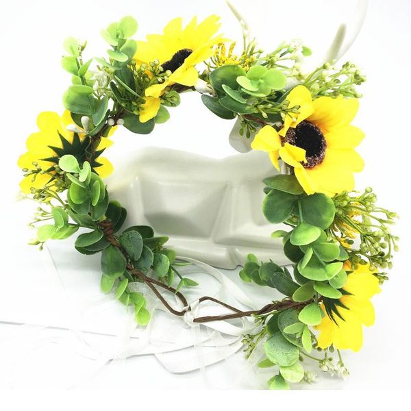 

sun flower wreath crowns festival headband women hair accessories headdress girl floral garlands wedding party floral jllqbu